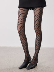 Zebra-Pattern Sheer Tights