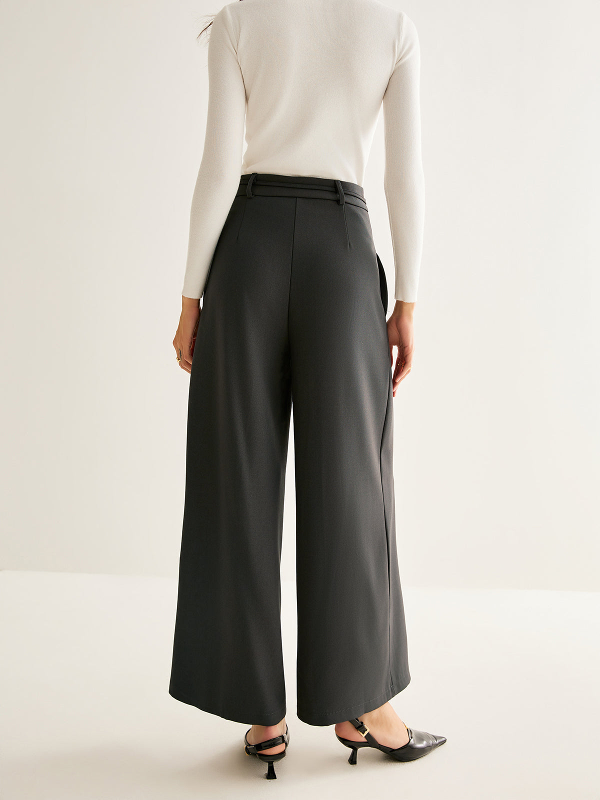 Rope Belt Wide-Leg Pants