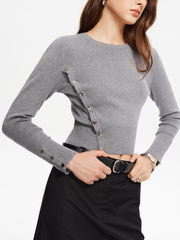 Side Breasted Crop Sweater