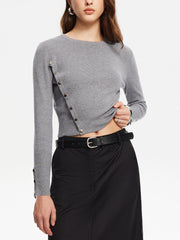 Side Breasted Crop Sweater