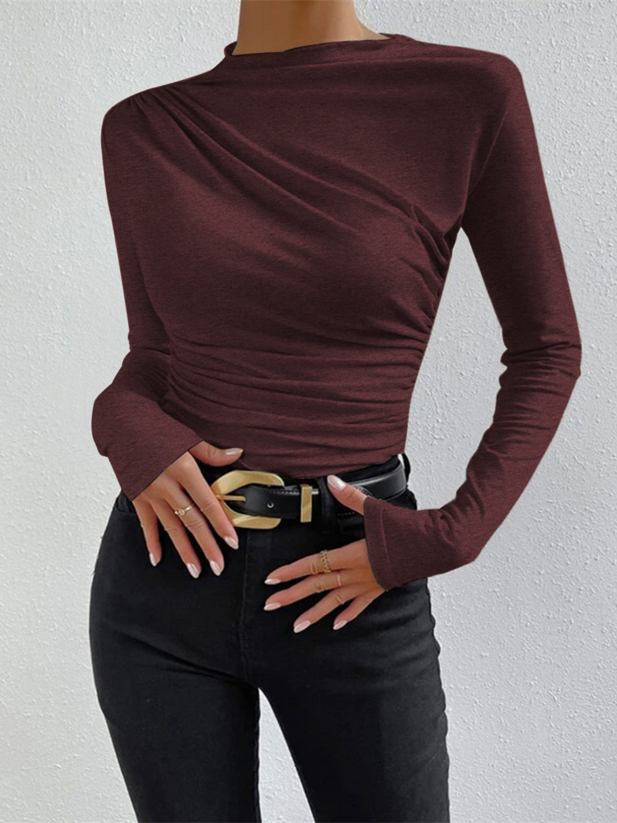 Ruching Long Sleeve Shirt