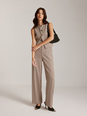 High-Waist Plaid Belted Pants