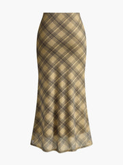 Vintage Plaid Midi Skirt