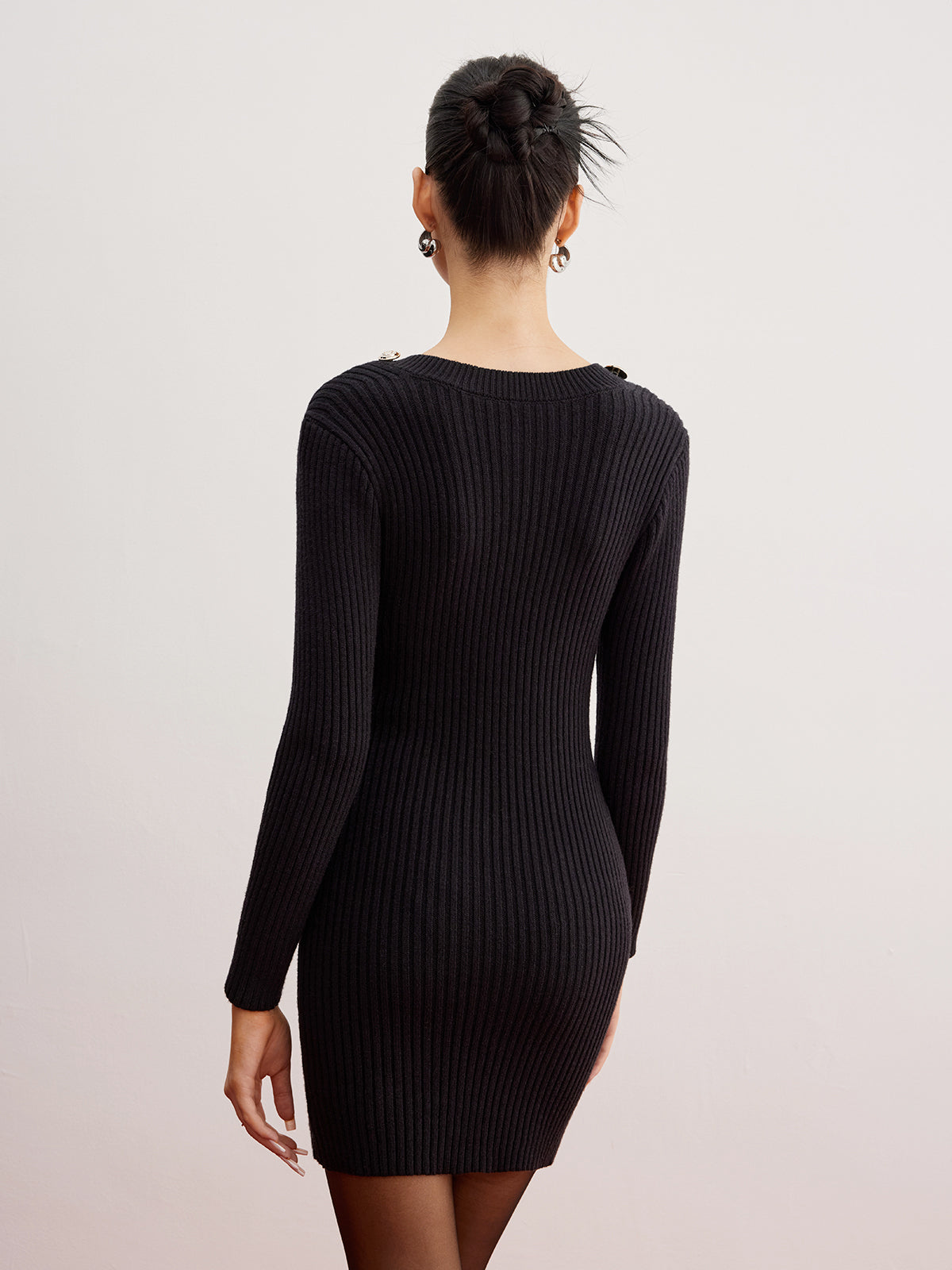 Shrug Ribbed Slim Sweater Dress