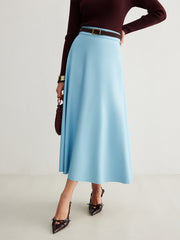 Flowy Zipper PU Leather Skirt Without Belt