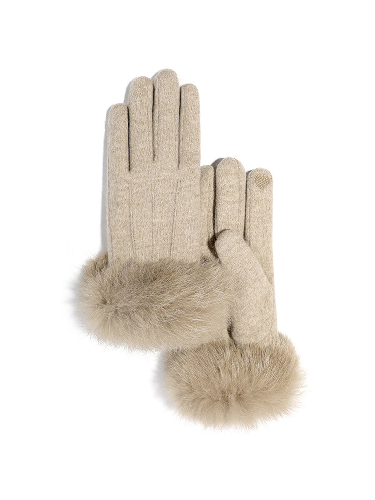 Rabbit Fur Wrist Cashmere Gloves