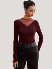 Minimalist Sheer Ribbed Stretch Sweater
