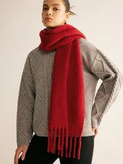 Wool-Blend Minimalist Tassel Scarf