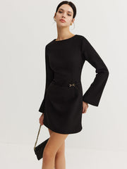 Minimalist Long Sleeve Belted Dress