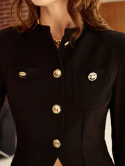 Button Split Slim Jersey Blazer