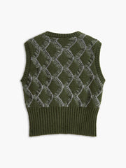 Retro Split Button Sweater Vest