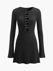Circle-Ring Cutout Jersey Dress