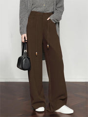 Drawstring Wide-Leg Draped Pants