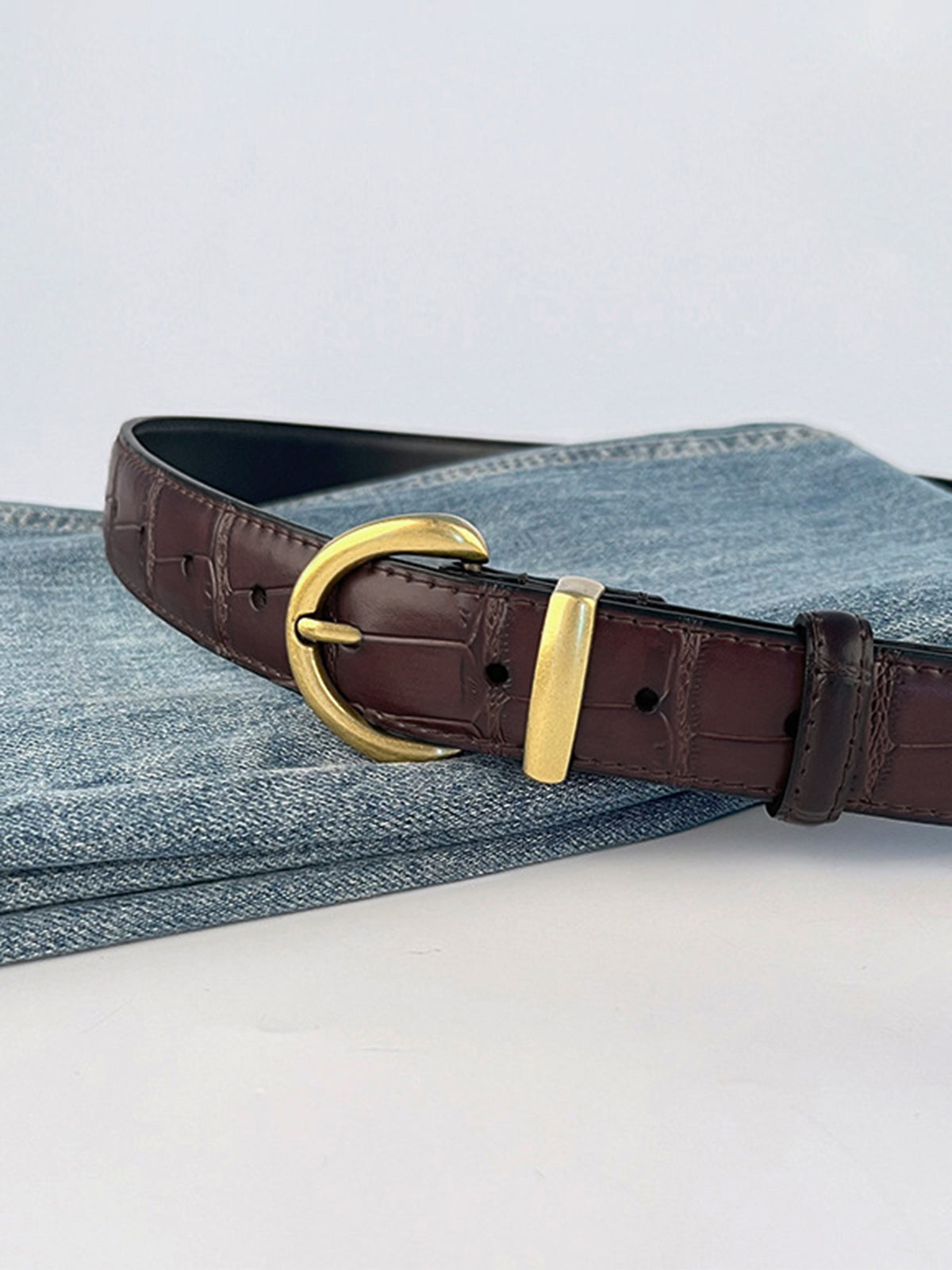 Vintage Crocodile Pattern Buckle Belt