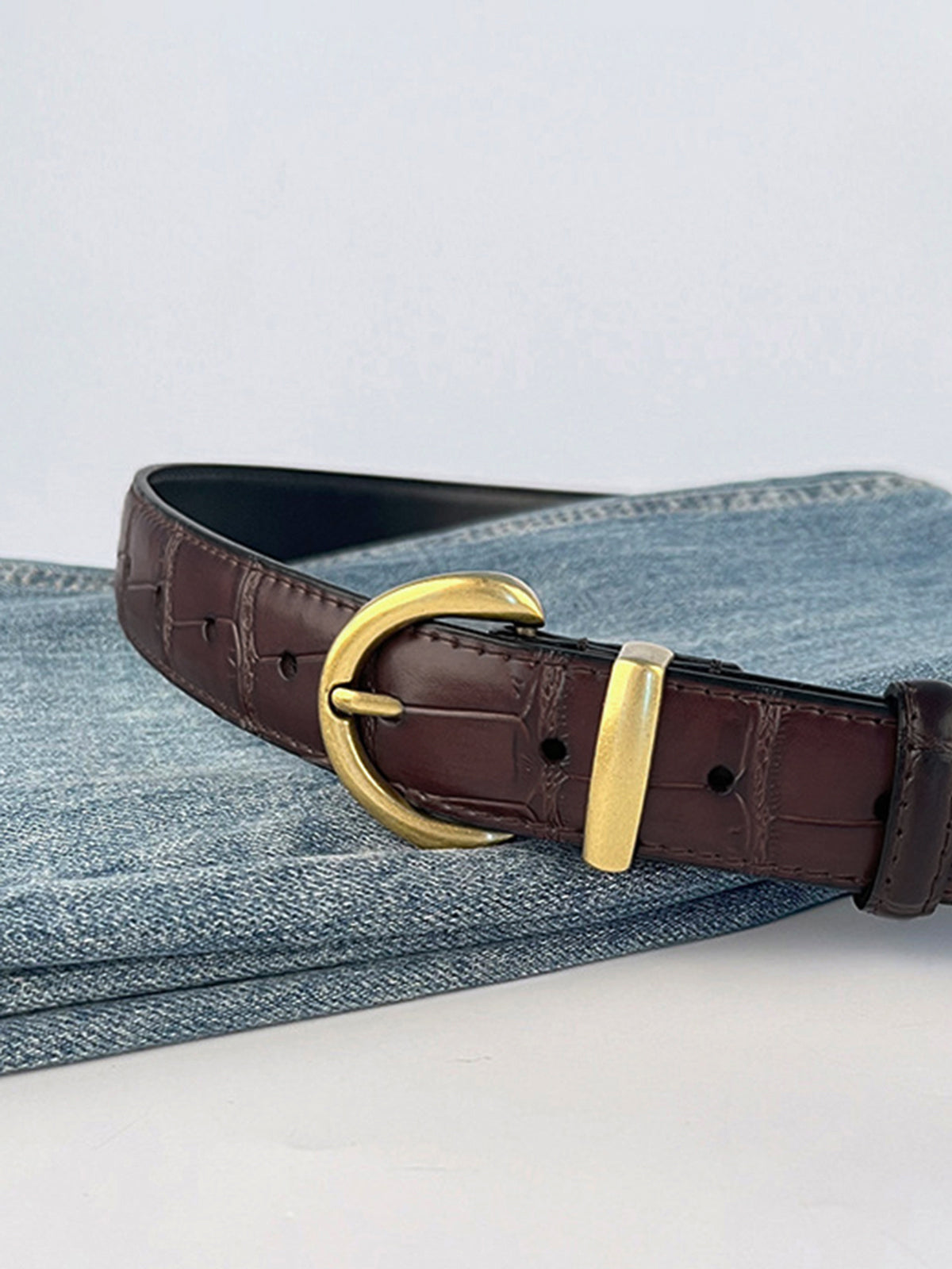 Vintage Crocodile Pattern Buckle Belt