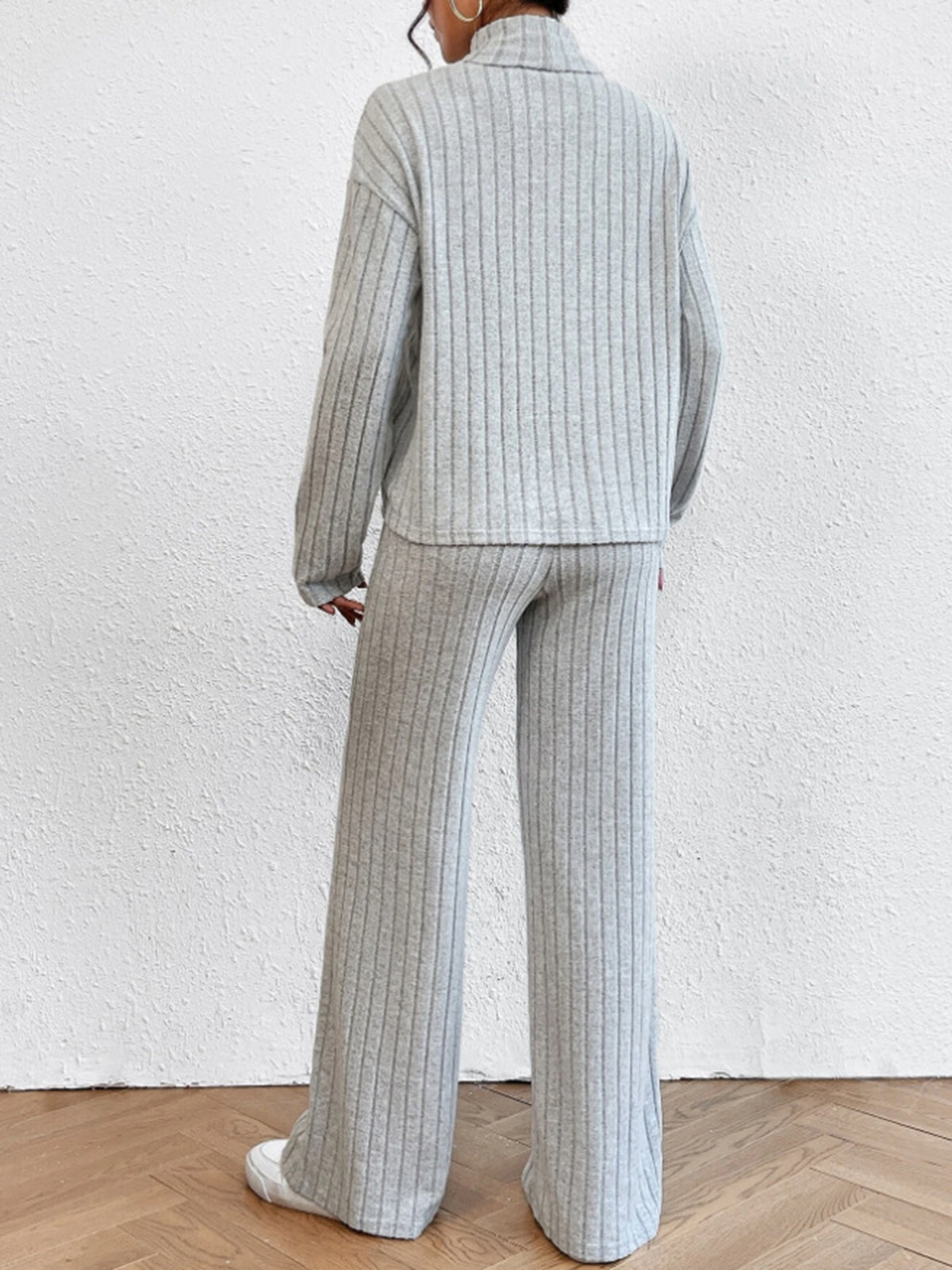 Mock Neck Ribbed Cozy Pants Set