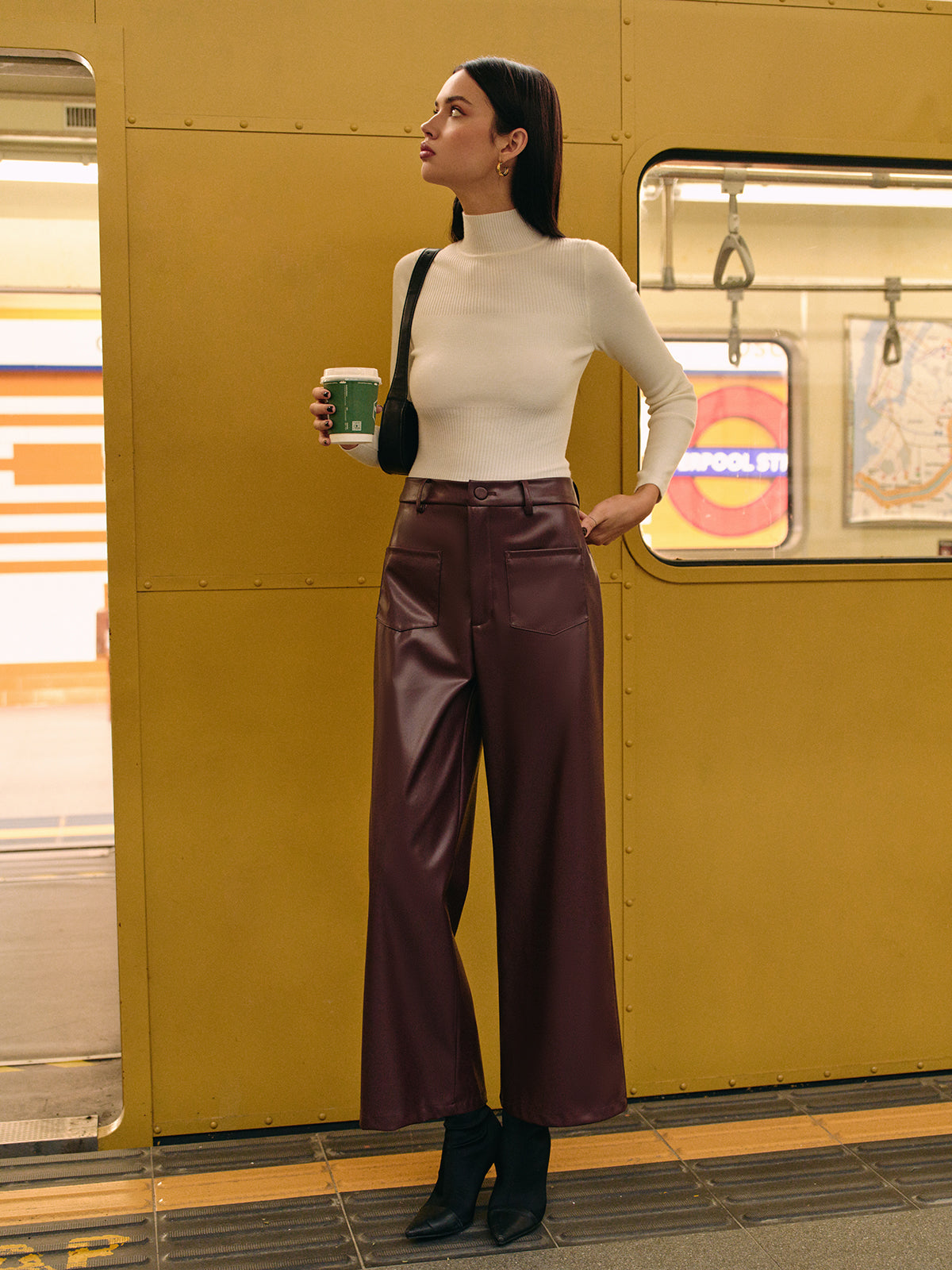 Retro Faux Leather Pants