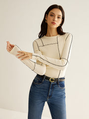 Versatile Contrast Piping Jersey Blouse