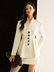 Elegant Pleated Button Blazer