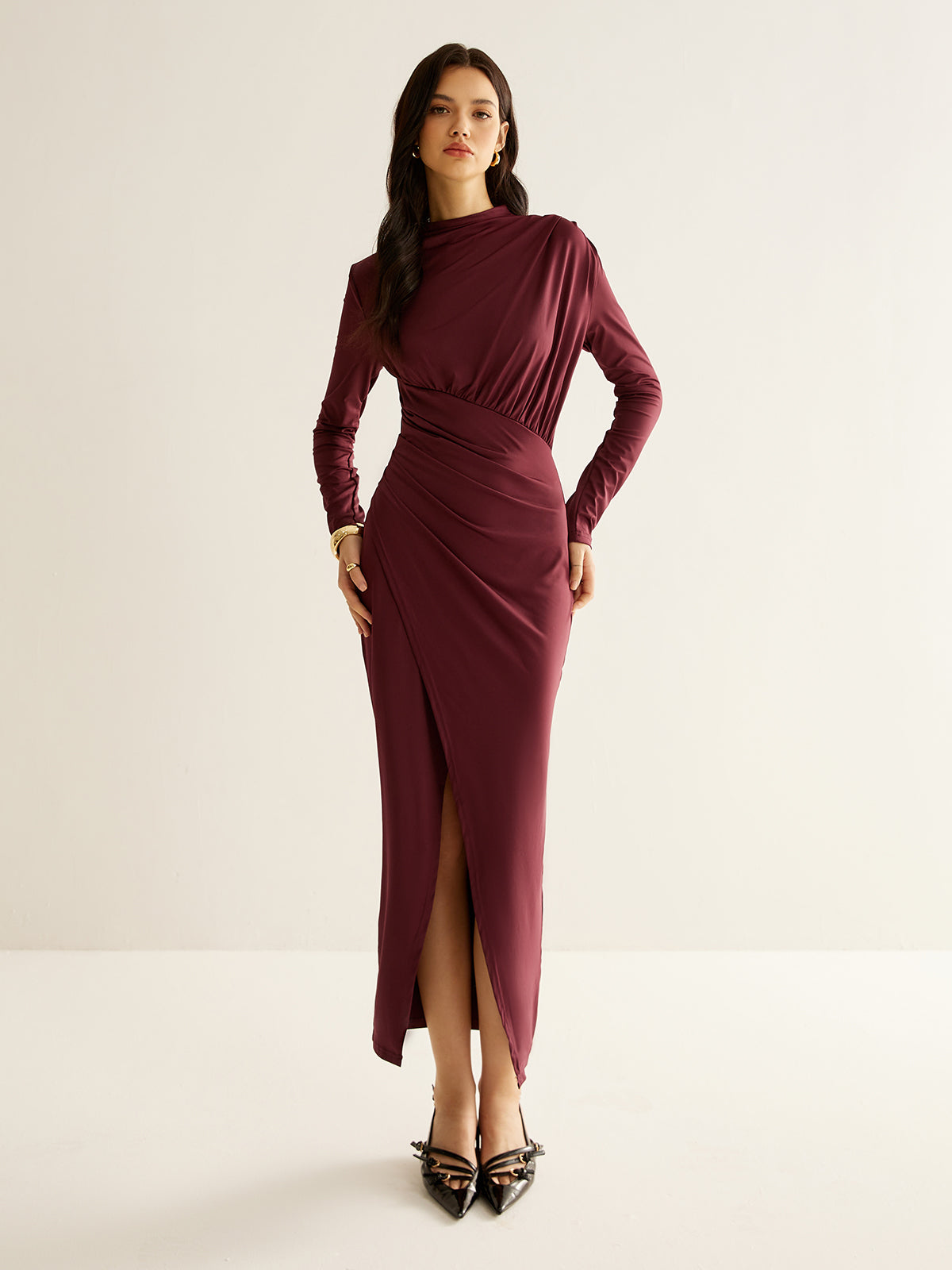 Elegant Pleated Split Dress