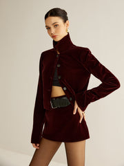 Velvet Lapel Short Blazer