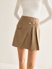 Magnet Closure Pleated Mini Skirt