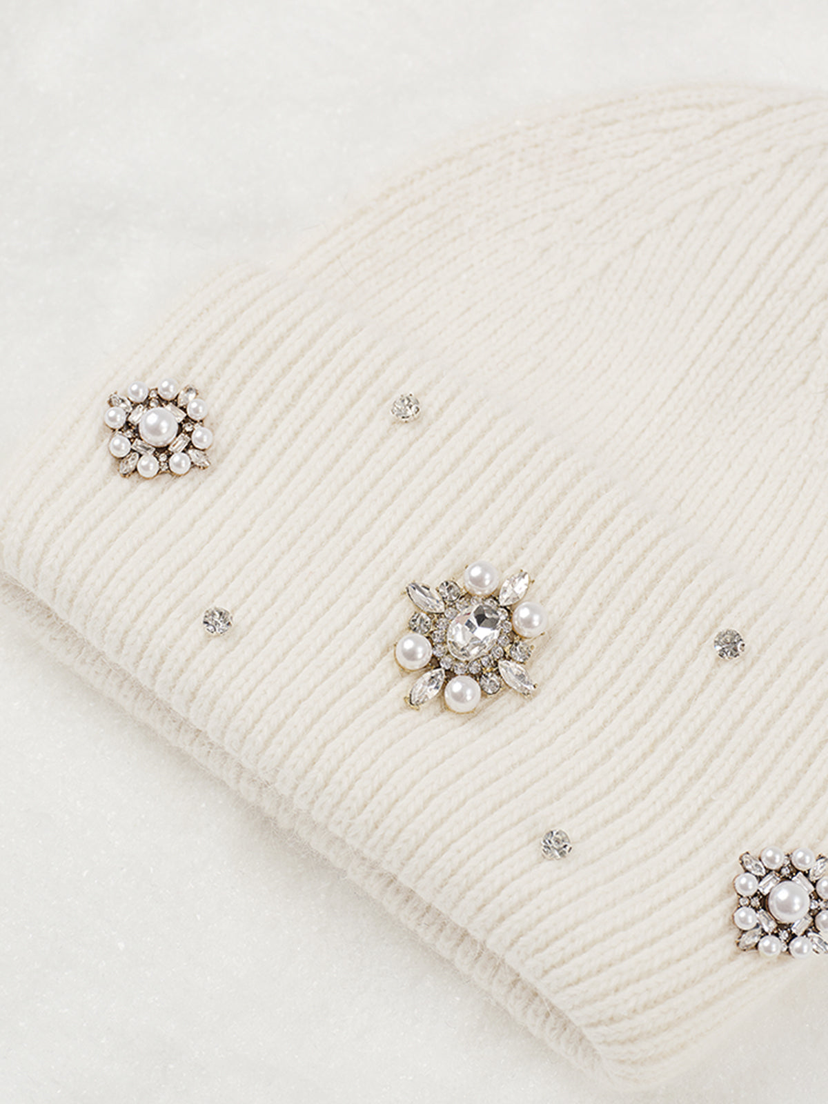 Rhinestone Rabbit Fur Beanie