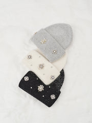 Rhinestone Rabbit Fur Beanie