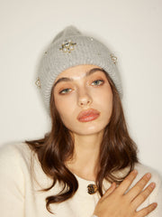 Rhinestone Rabbit Fur Beanie