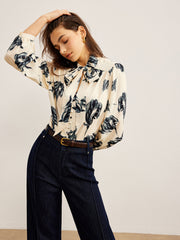 Boheme Printed Tie Neck Satin Blouse