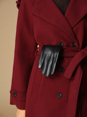 Metal Detail Sheepskin Fleecing Gloves