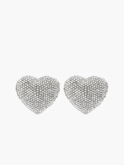 Rhinestone Heart Stud Earrings