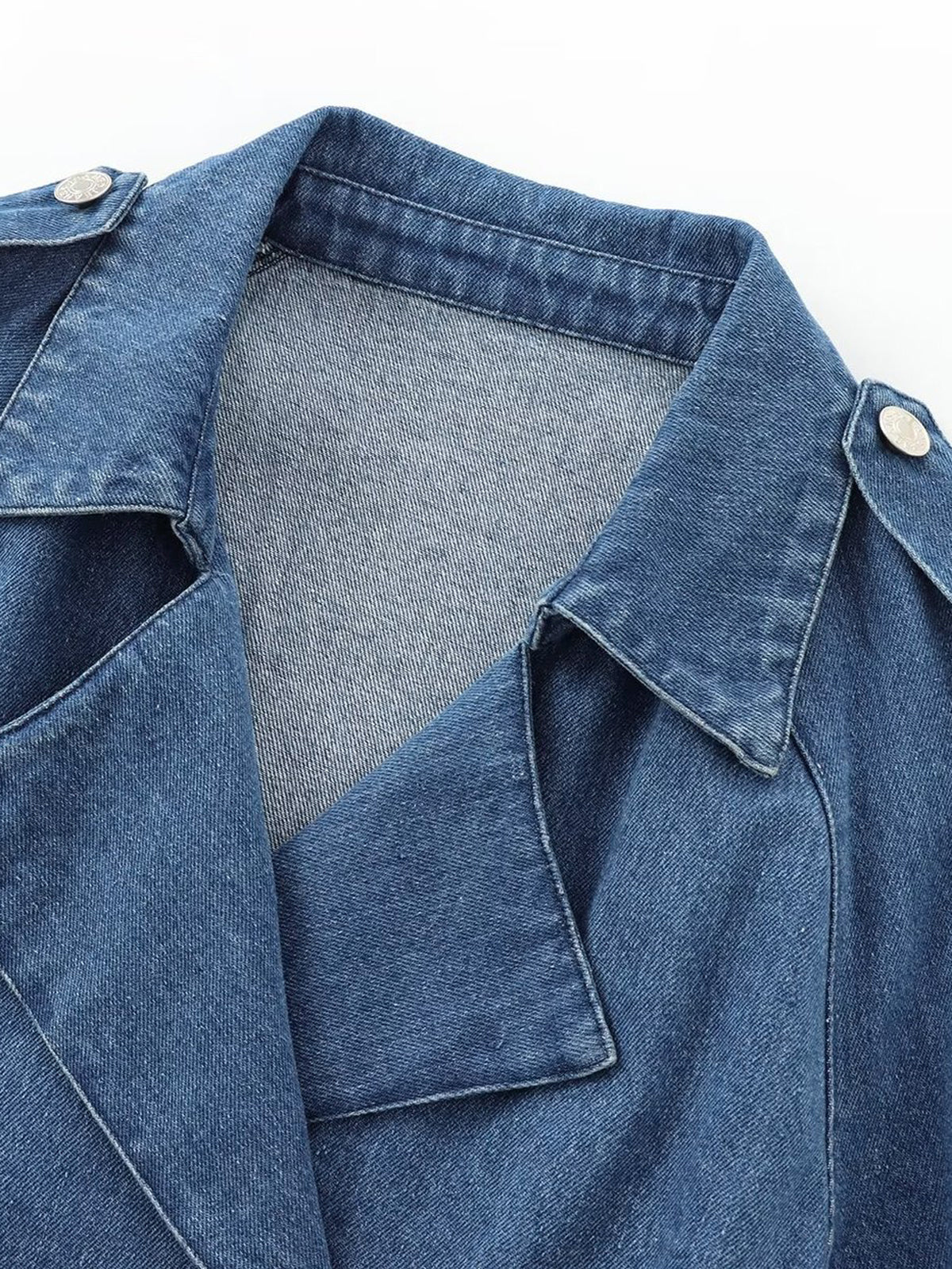 Minimalist Plain Belted Denim Jacket