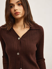 Elegant High-Stretch Polo Cardigan