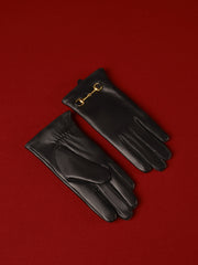 Metal Detail Sheepskin Fleecing Gloves