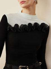 Romance Stand Collar Ruffle Blouse