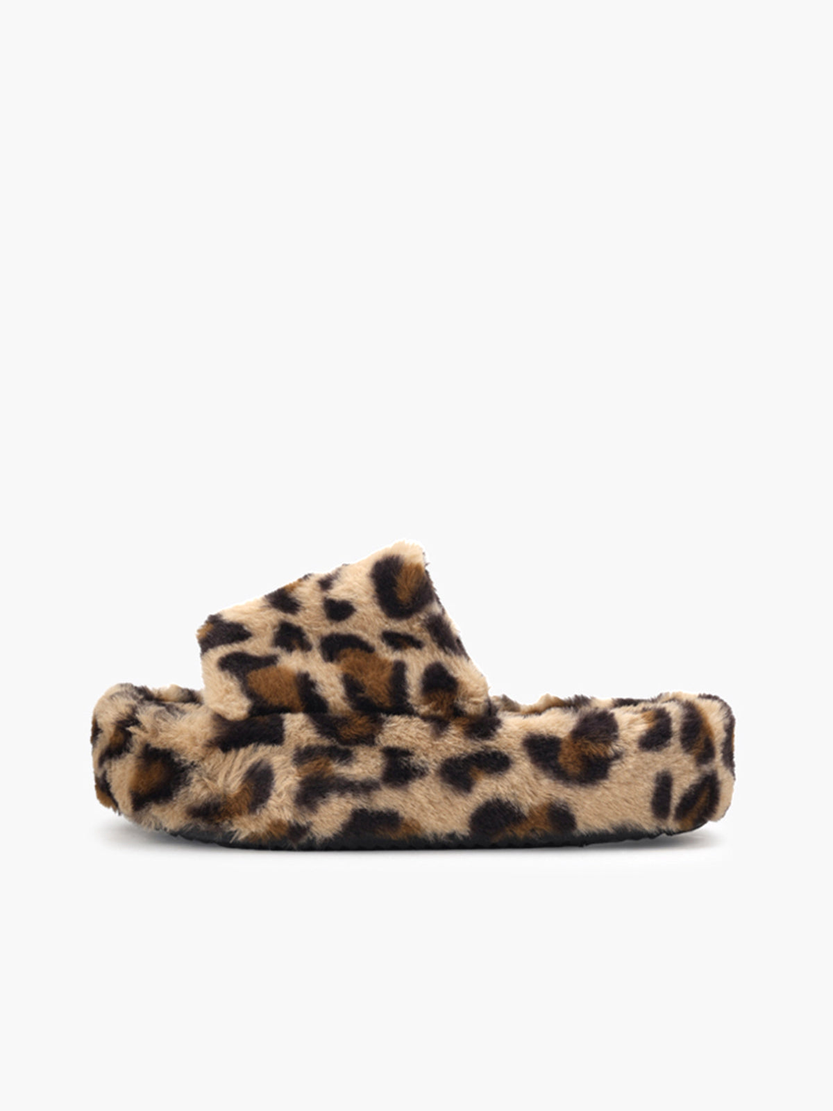 Leopard Fuzzy Platform Slippers