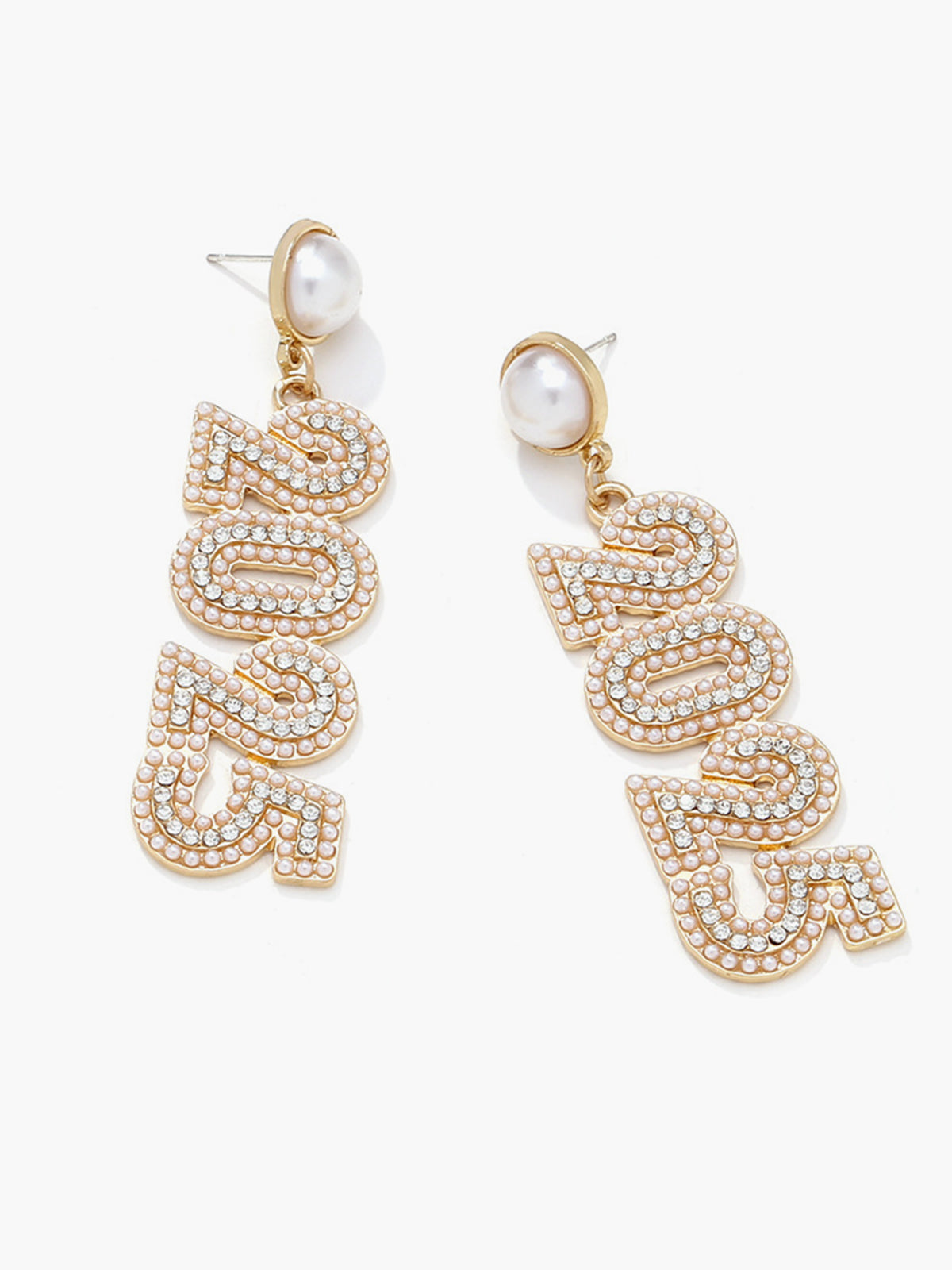 Rhinestone 2025 New Year Drop Earrings