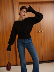 Bell Sleeve Cinched Sweatshirt