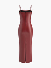 Faux Leather Slim Cami Dress