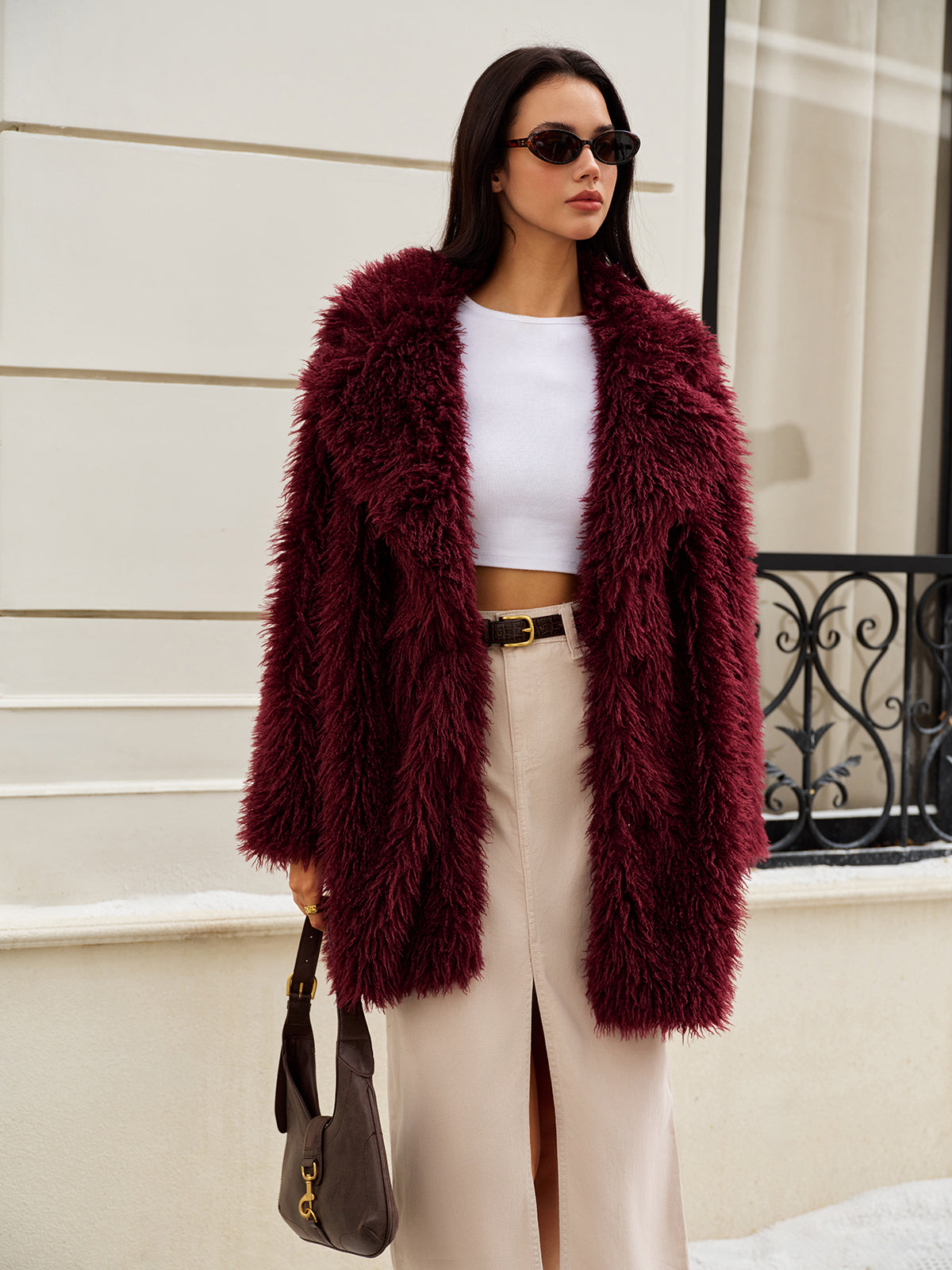 Elegant Faux Fur Long Coat