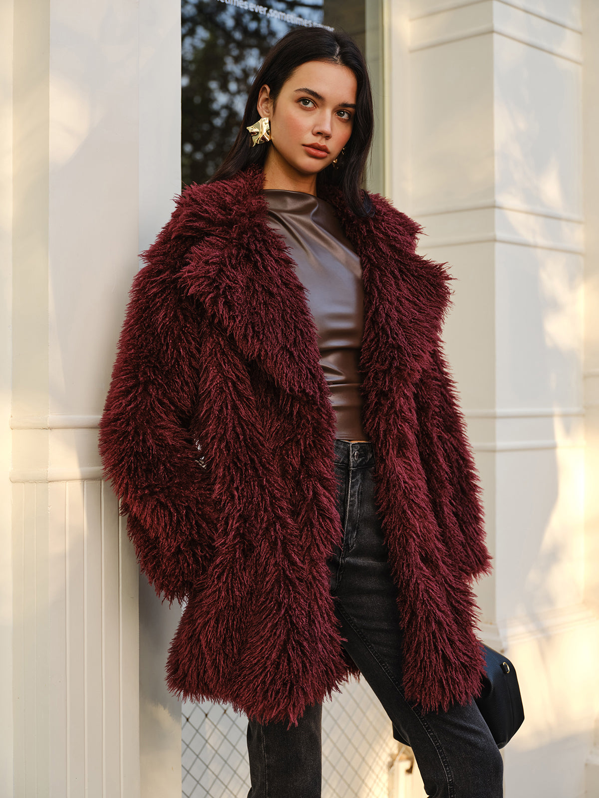 Elegant Faux Fur Long Coat