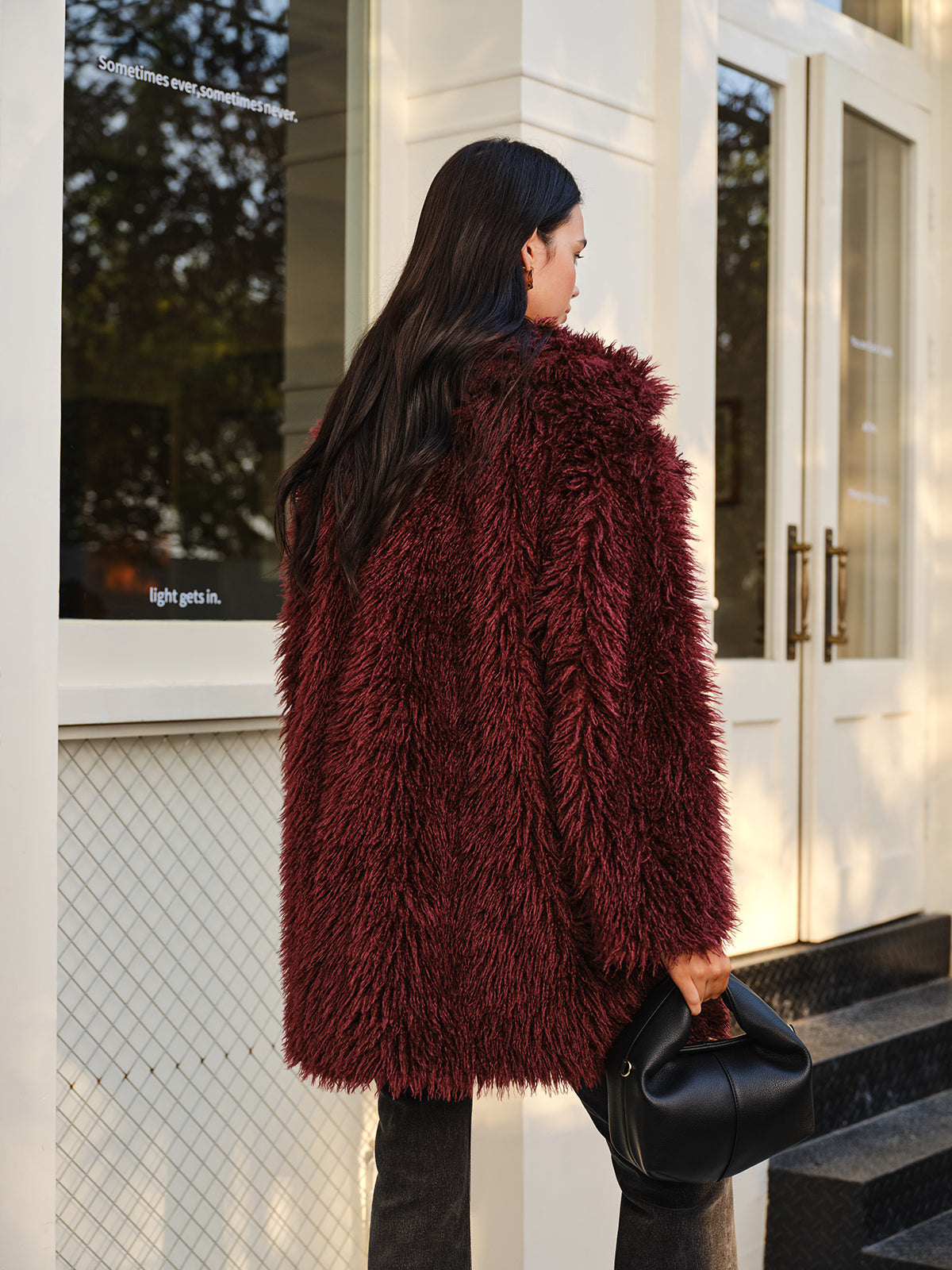 Elegant Faux Fur Long Coat