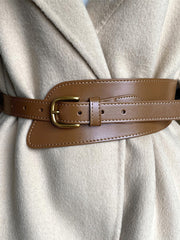 Asymmetrical Buckle Wide Leather Belt