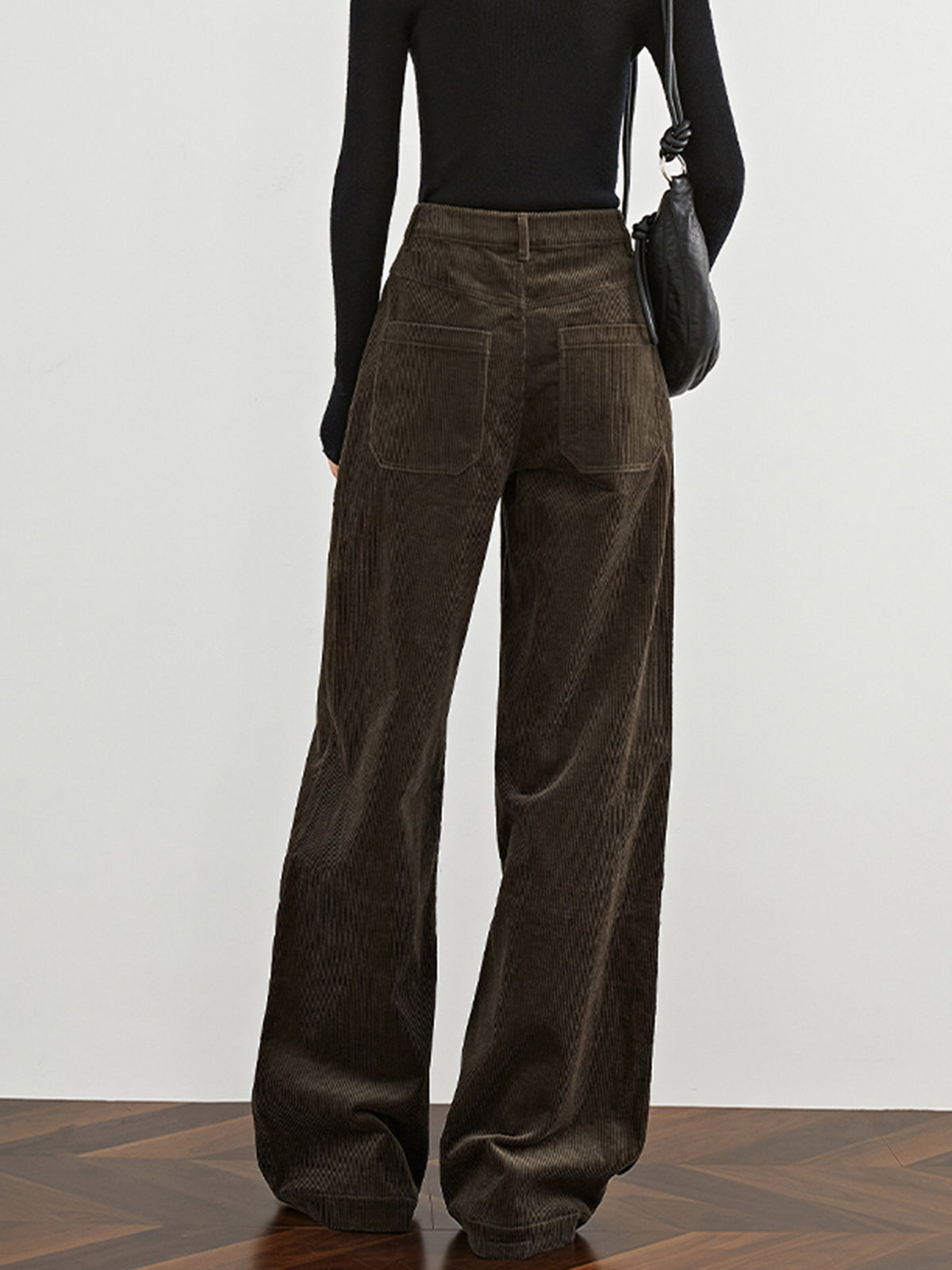 High-Waist Corduroy Draped Pants