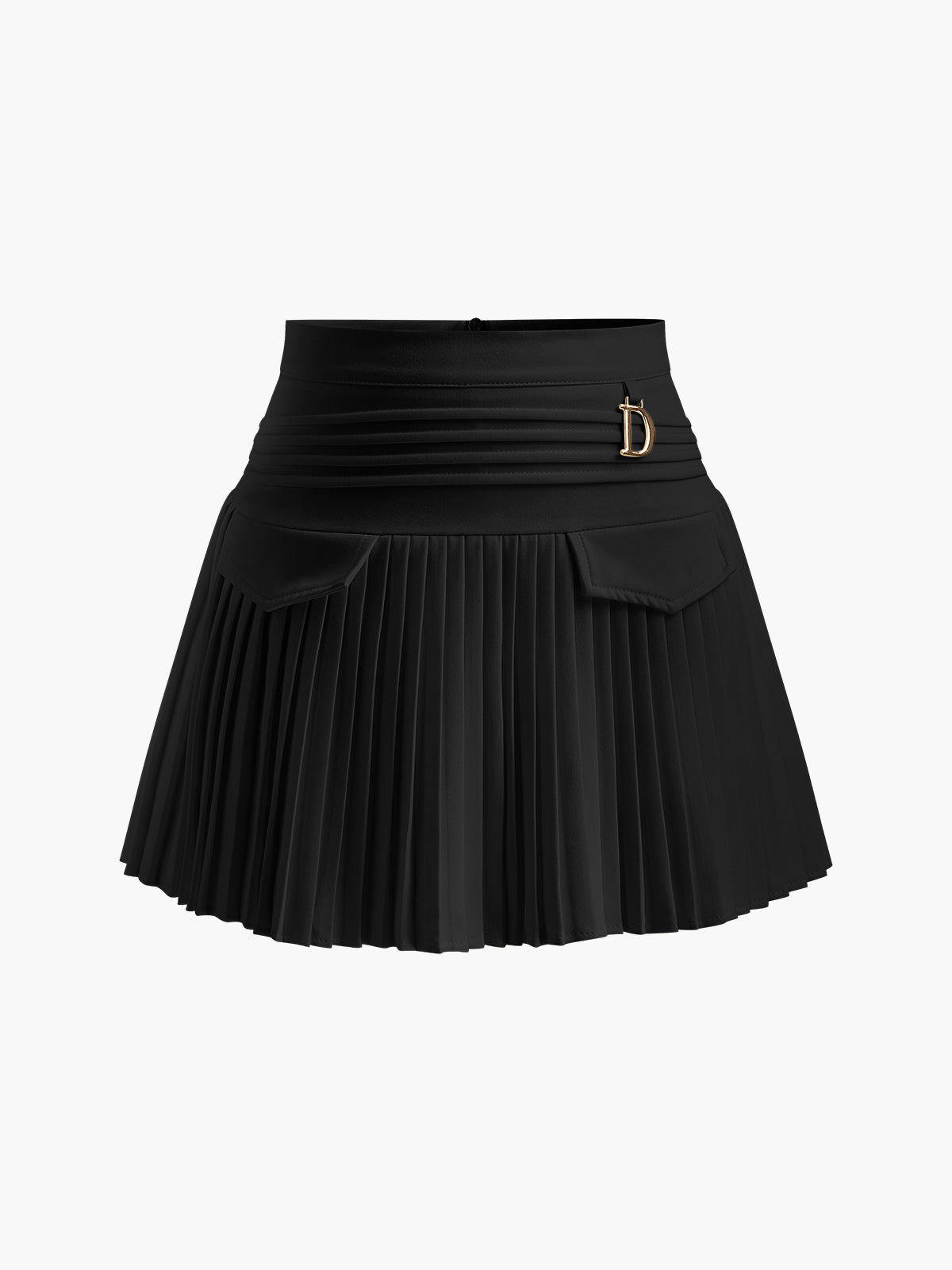 Metal Letter Pleated Mini Skirt