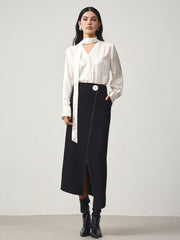 Asymmetrical Retro Split Skirt