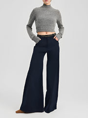 Corduroy Wide-Leg Pants Without Belt