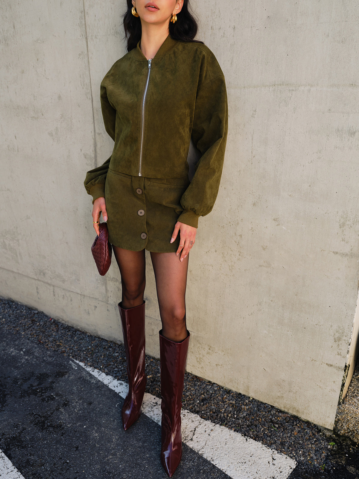 Suede Zipper Short Jacket