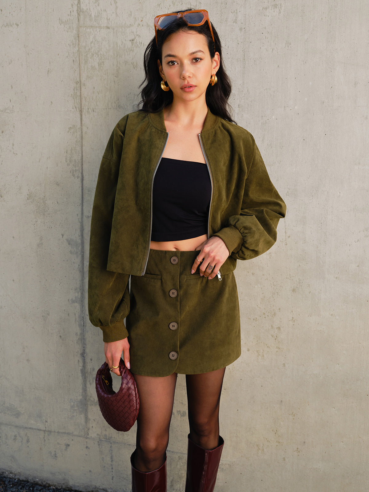 Suede Zipper Short Jacket